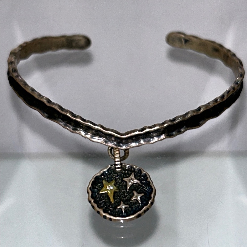 NWOT Carolyn Pollack Sterling Silver Brass CZ Stars Cuff Bracelet